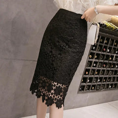 Lace Midi Skirt | Cotton Blend with Empire Waistline 