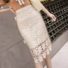 Lace Midi Skirt | Cotton Blend with Empire Waistline 