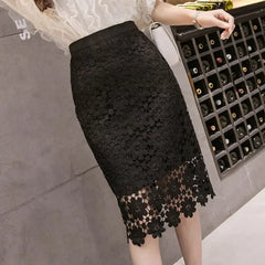 Lace Midi Skirt | Cotton Blend with Empire Waistline 