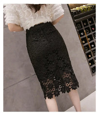 Lace Midi Skirt | Cotton Blend with Empire Waistline 