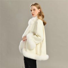 Women's Wool Coat with Natural Fur Collar | Luxurious Warmth