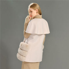 Women's Sleeveless Jacket with Shawl | Natural Fur Pocket